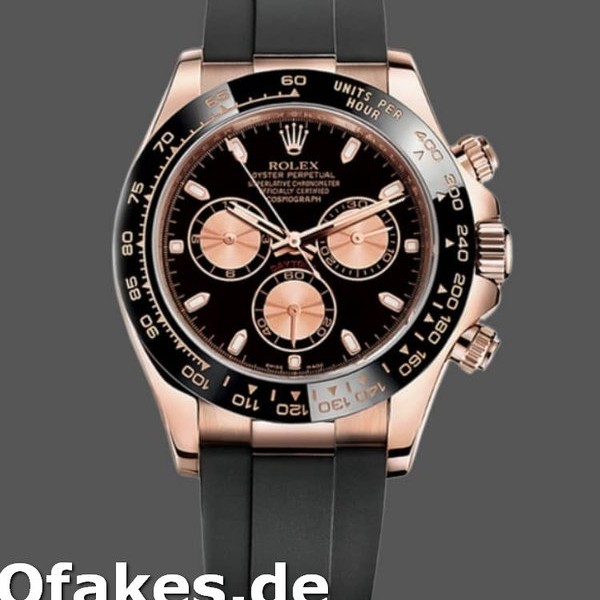 Super Clone Men's Rolex Cosmograph Daytona 40mm Men's-116515LN-Rose Gold-Black Dial Black