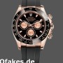 Super Clone Men's Rolex Cosmograph Daytona 40mm Men's-116515LN-Rose Gold-Black Dial Black