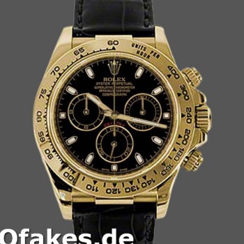 Super Clone Men's Rolex Cosmograph Daytona 40mm Men's-116518-Black Leather Strap Black