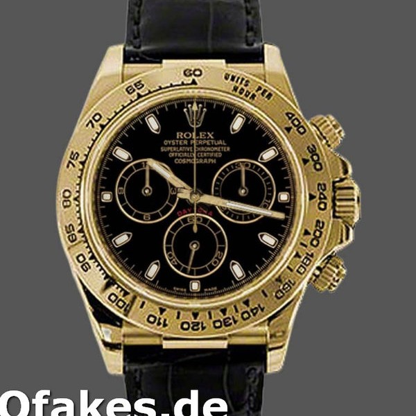 Super Clone Men's Rolex Cosmograph Daytona 40mm Men's-116518-Black Leather Strap Black