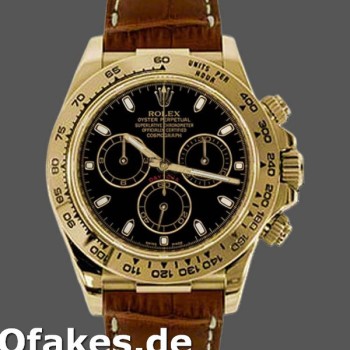 Super Clone Men's Rolex Cosmograph Daytona 40mm Men's-116518-Brown Leather Strap Black
