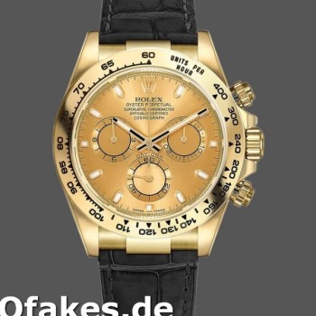 Super Clone Men's Rolex Cosmograph Daytona 40mm Men's-116518-Champagne Dial-Yellow Gold Bezel Champagne