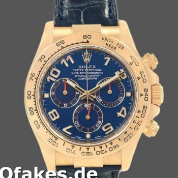 Super Clone Men's Rolex Cosmograph Daytona 40mm Men's-116518-Leather Strap-Blue Dial Blue