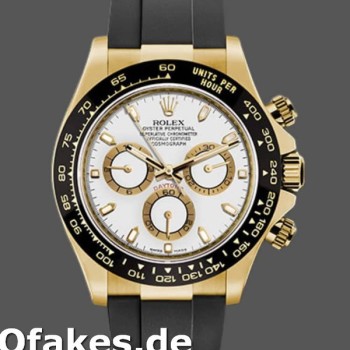 Super Clone Men's Rolex Cosmograph Daytona 40mm Men's-116518LN-White Dial-Black Rubber Strap White