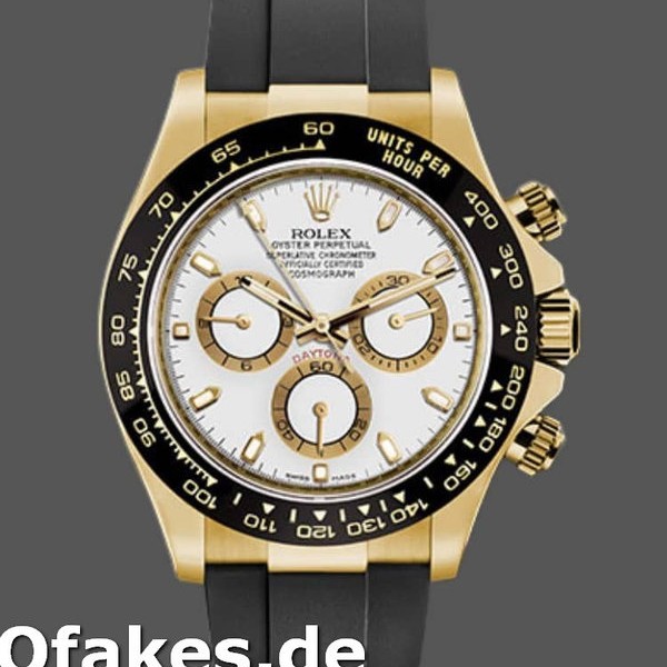 Super Clone Men's Rolex Cosmograph Daytona 40mm Men's-116518LN-White Dial-Black Rubber Strap White