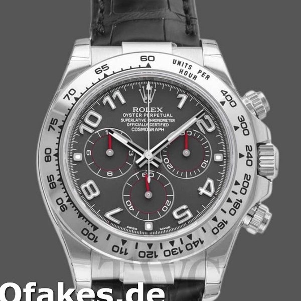 Super Clone Men's Rolex Cosmograph Daytona 40mm Men's-116519-Grey Dial-Black Leather Strap Gray