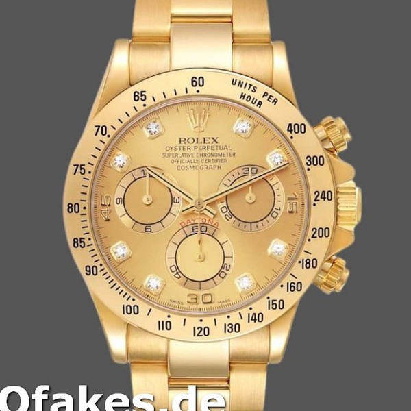 Super Clone Men's Rolex Cosmograph Daytona 40mm Men's-116528-Champagne Diamond Dial Champagne