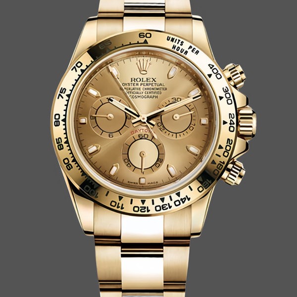 Super Clone Men's Rolex Cosmograph Daytona-116528, 40mm, Champagne Index Dial, Men’s Champagne