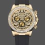 Super Clone Men's Rolex Cosmograph Daytona 40mm Men's-116588-Yellow Gold-Black Rubber Strap Diamond