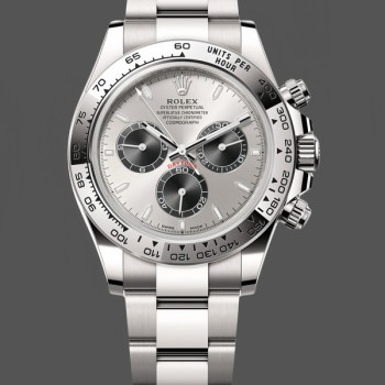 Super Clone Men's Rolex Cosmograph Daytona-126509 0003, 40mm, Silver Dial, Silver and Black