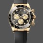 Super Clone Men's Rolex Cosmograph Daytona 40-m126518LN 0006, Yellow Gold, Black Rubber, Black Dial