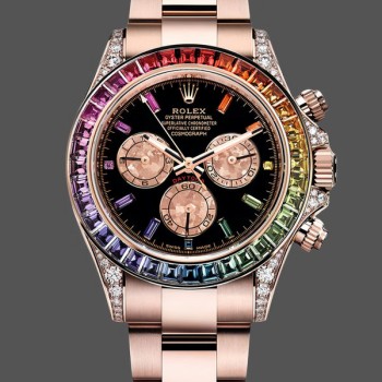 Super Clone Men's Rolex Cosmograph Daytona 40-116595RBOW, Black Sapphire, Rainbow Dial Black Dial