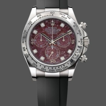 Super Clone Men's Rolex Cosmograph Daytona White Gold Rubellite Dial 116509 Rubber Strap Red Dial