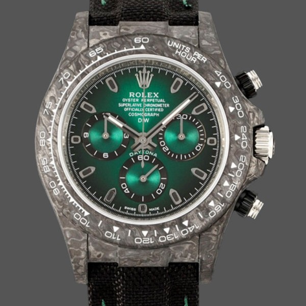 Super Clone Men's Rolex Cosmograph Daytona DIW 40MM Carbon Fiber Green Dial Green Dial