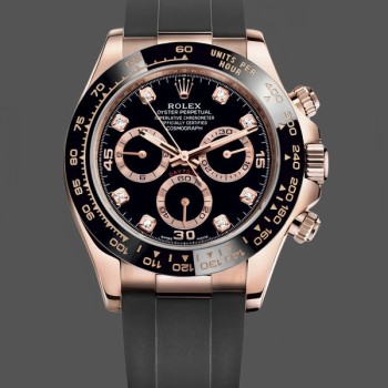 Super Clone Men's Rolex Cosmograph Daytona 116515ln Rose Gold Case Black Dial 0057 Black Dial