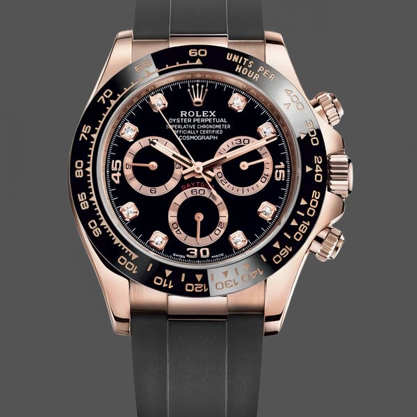 Super Clone Men's Rolex Cosmograph Daytona 116515ln Rose Gold Case Black Dial 0057 Black Dial