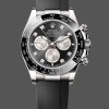 Super Clone Men's Rolex Cosmograph Daytona-126519LN 0004, White Gold, Bright Black Steel, Diamond Dial, Black
