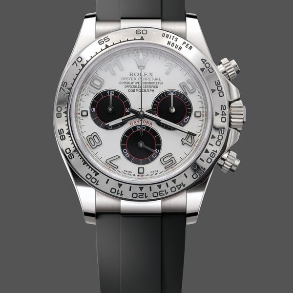Super Clone Men's Rolex Cosmograph Daytona White Gold Panda Dial 116519 White Dial