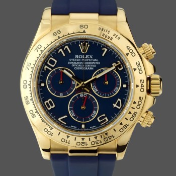 Super Clone Men's Rolex Cosmograph Daytona Yellow Gold with Blue Dial 116518 Blue Dial
