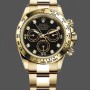 Super Clone Men's Rolex Daytona-116508, 40mm, Yellow Gold, Black Diamond Dial, Men’s Black