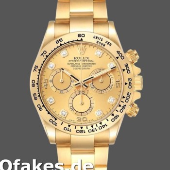 Super Clone Men's Rolex Daytona-116508, 40mm, Yellow Gold, Champagne Diamond Dial, Men’s Champagne