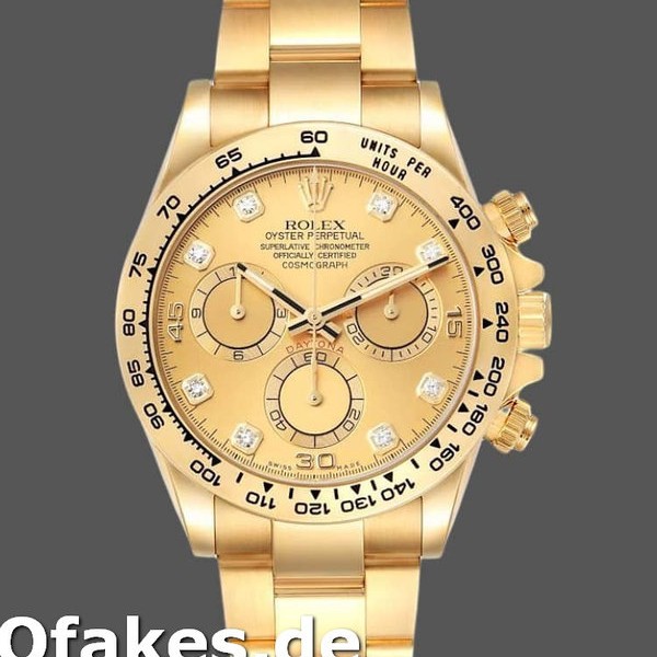 Super Clone Men's Rolex Daytona-116508, 40mm, Yellow Gold, Champagne Diamond Dial, Men’s Champagne