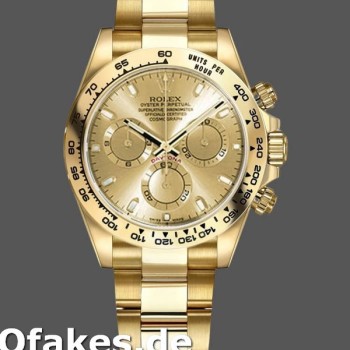 Super Clone Men's Rolex Daytona-116508, 40mm, Yellow Gold, Champagne Index Dial, Men’s Champagne