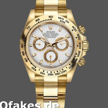 Super Clone Men's Rolex Daytona-116508, 40mm, Yellow Gold, White Index Dial, Men’s White