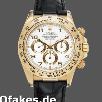 Super Clone Men's Rolex Daytona 40mm Men's-116518-Black Leather Strap-White Dial White