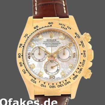 Super Clone Men's Rolex Daytona 40mm Men's-116518-MOP Diamond Dial-Brown Leather Strap MOP Diamond