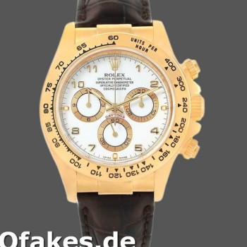 Super Clone Men's Rolex Daytona 40mm Men's-116518-Yellow Gold-White Dial White