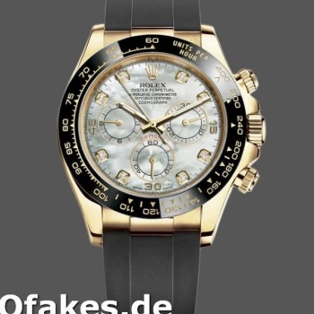 Super Clone Men's Rolex Daytona 40mm Men's-116518LN-Rubber Strap-MOP Diamond Dial MOP Diamond