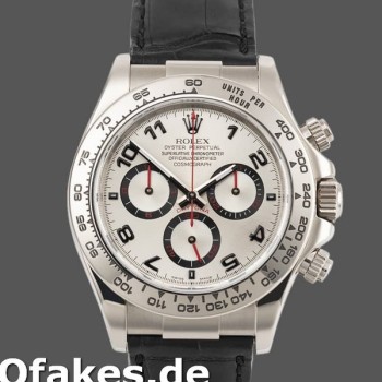 Super Clone Men's Rolex Daytona 40mm Men's-116519-Black Alligator Leather Strap-Silver Dial Silver