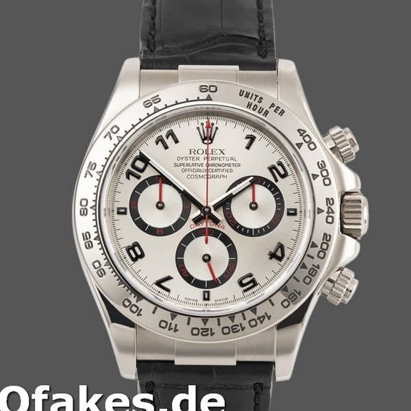 Super Clone Men's Rolex Daytona 40mm Men's-116519-Black Alligator Leather Strap-Silver Dial Silver