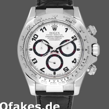 Super Clone Men's Rolex Daytona 40mm Men's-116519-Black Alligator Leather Strap-White Dial White