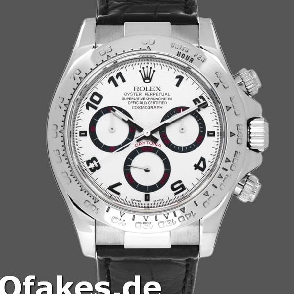 Super Clone Men's Rolex Daytona 40mm Men's-116519-Black Alligator Leather Strap-White Dial White