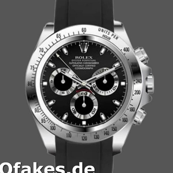 Super Clone Men's Rolex Daytona 40mm Men's-116519-Black Dial-Black Rubber Strap Black<br />