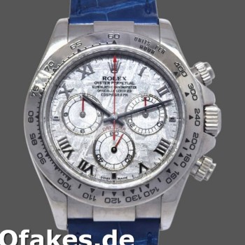 Super Clone Men's Rolex Daytona 40mm Men's-116519-Blue Leather Strap-Meteorite Dial Meteorite
