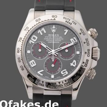 Super Clone Men's Rolex Daytona 40mm Men's-116519-Grey Dial-Black RubberB Strap Gray