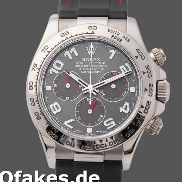 Super Clone Men's Rolex Daytona 40mm Men's-116519-Grey Dial-Black RubberB Strap Gray