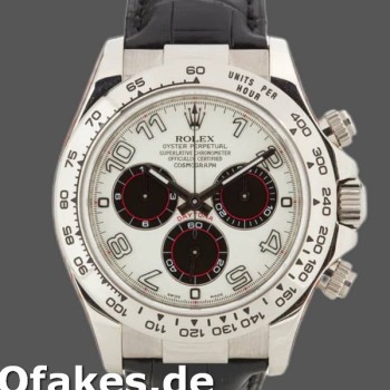 Super Clone Men's Rolex Daytona 40mm Men's-116519-Panda Dial-Black Leather Strap White