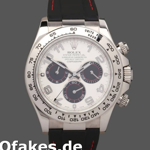 Super Clone Men's Rolex Daytona 40mm Men's-116519-Panda Dial-Black Rubber Strap White