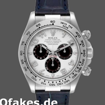 Super Clone Men's Rolex Daytona 40mm Men's-116519-Panda Dial-Blue Leather Strap White