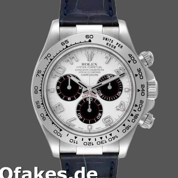 Super Clone Men's Rolex Daytona 40mm Men's-116519-Panda Dial-Blue Leather Strap White