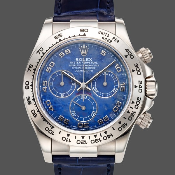 Super Clone Men's Rolex Daytona 40mm Men's-116519-Sodalite Arabic Dial-Blue Alligator Leather Sodalite Arabic