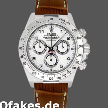 Super Clone Men's Rolex Daytona 40mm Men's-116519-White Arabic Dial-Brown Leather Strap White