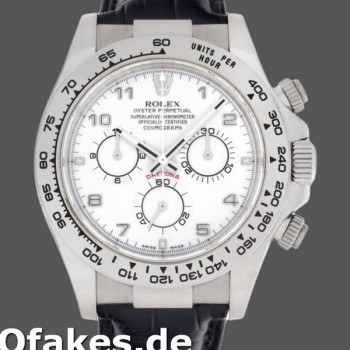 Super Clone Men's Rolex Daytona 40mm Men's-116519-White Dial-Black Leather Strap White
