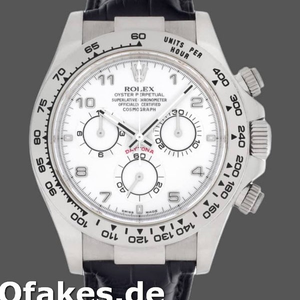 Super Clone Men's Rolex Daytona 40mm Men's-116519-White Dial-Black Leather Strap White