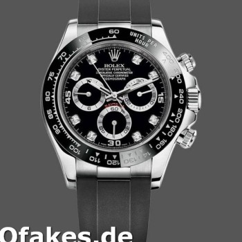 Super Clone Men's Rolex Daytona 40mm Men's-116519-White Gold-Automatic-Black Dial-Diamonds Black Diamonds