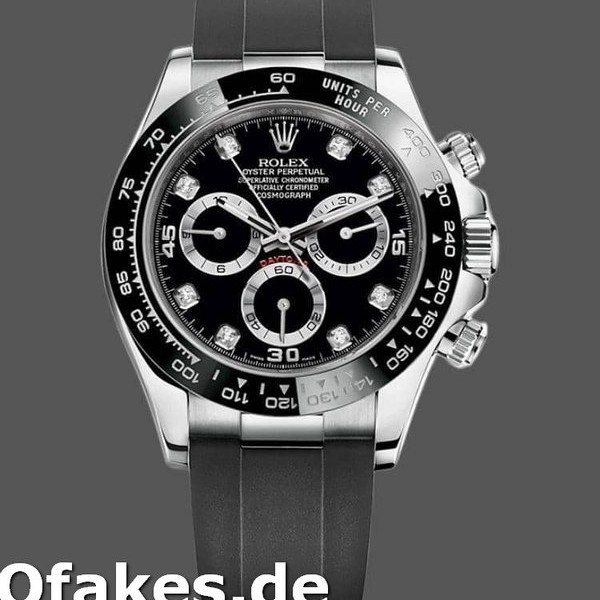 Super Clone Men's Rolex Daytona 40mm Men's-116519-White Gold-Automatic-Black Dial-Diamonds Black Diamonds